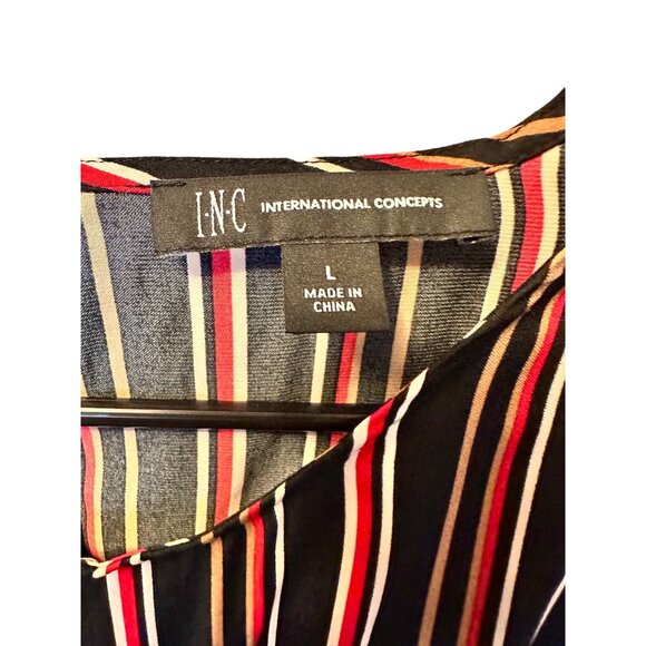 🍒 2/$20 🍒 INC Long Sleeve Striped Business Casual Blouse Knot Front sz L - Picture 4 of 9